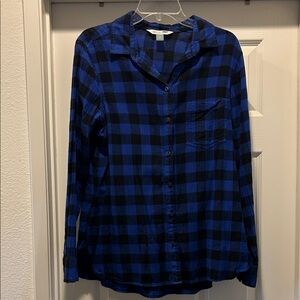 Old Navy Blue and Black Checkered Flannel